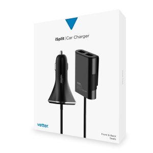 Încărcător auto iSplit Smart Car Charger cu extensie cablu pentru pasageri 9.6A | 4 x USB | – Vetter