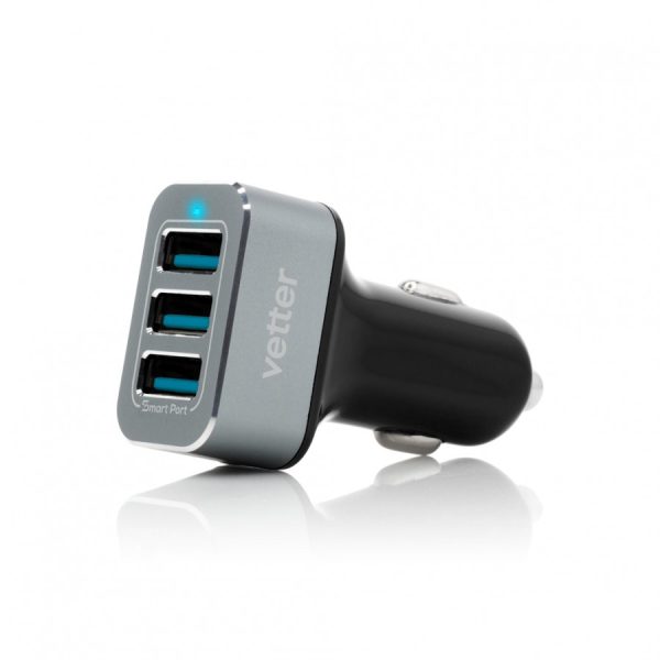 Încărcător auto Vetter 5.2A | 3 x USB Smart Ports | Black