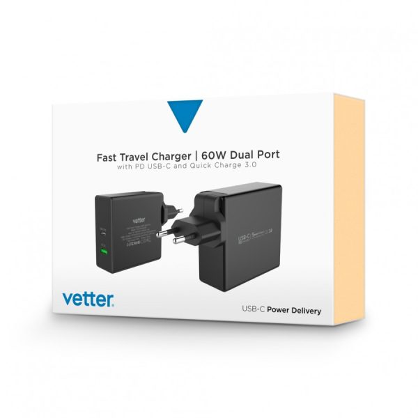 Încărcător Fast Charge cu încărcare PD | 60W Dual Port | USB C & QC 3.0