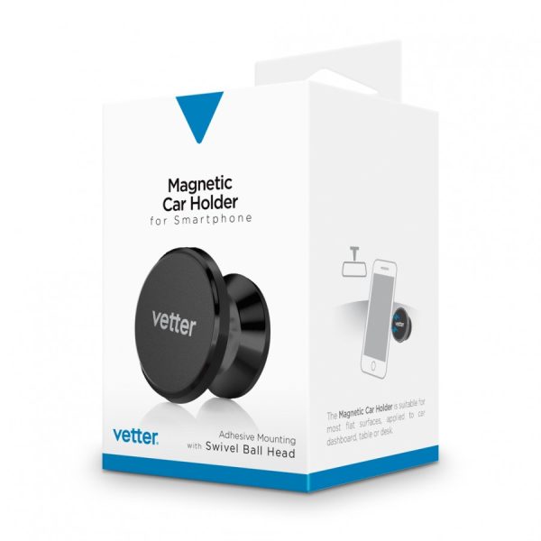 Suport auto magnetic pivotant cu adeziv pentru telefon – Vetter